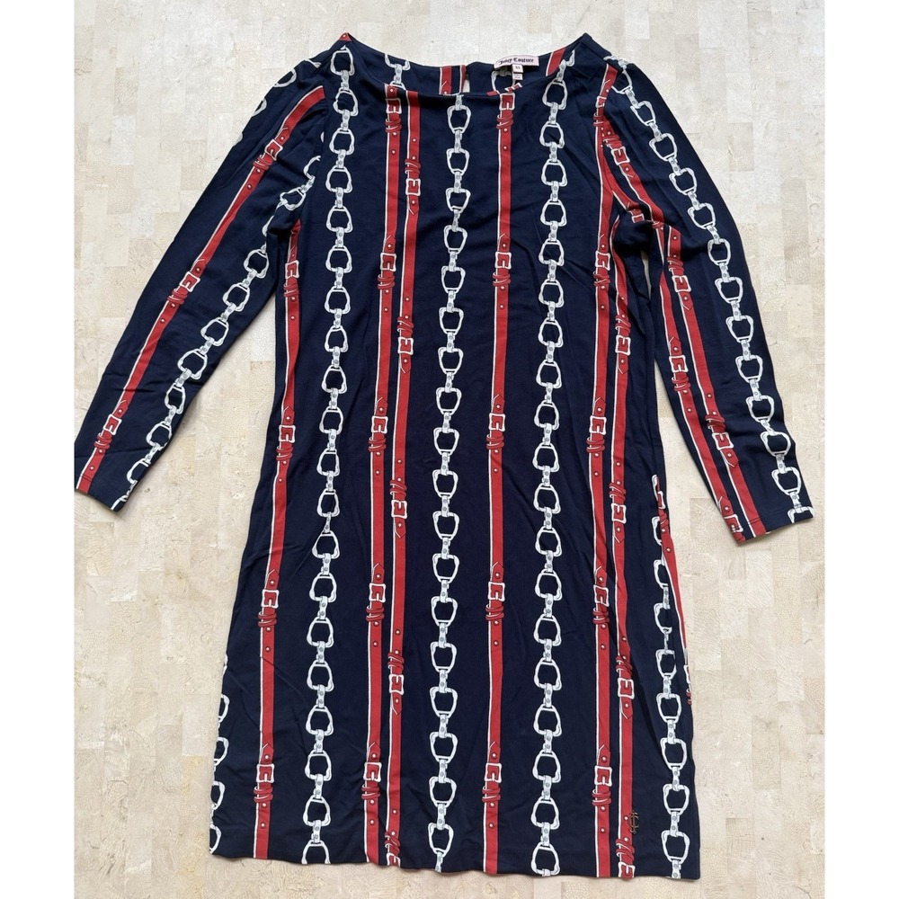 JUICY COUTURE English Snaffle Horsebit Print Equestrian Jersey Dress 2012 Sz XS